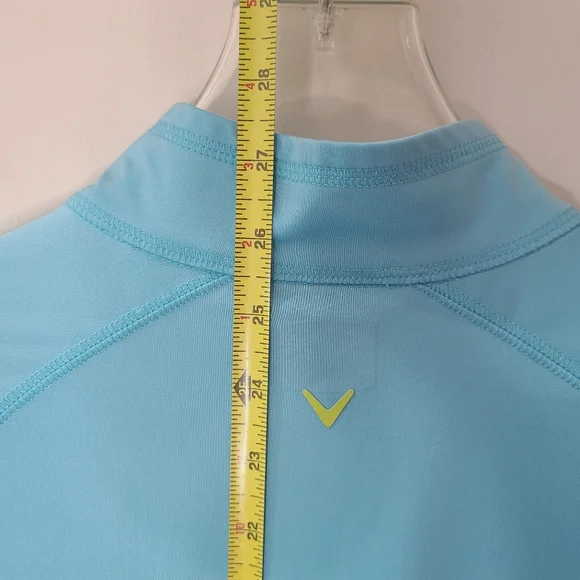 CALLAWAY Women’s Long Sleeve 1/4 Zip Activewear Pullover in Aqua Blue & Yellow M - Picture 11 of 11